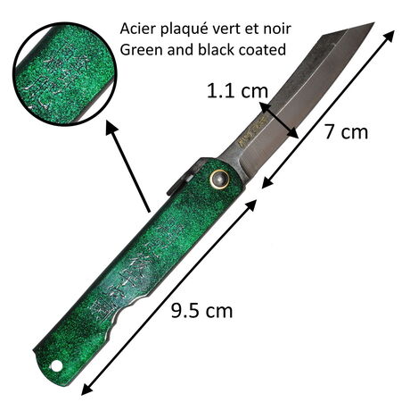 Couteau de Poche Pliant Higonokami Hisui Lame Noire Nagao Kanekoma
