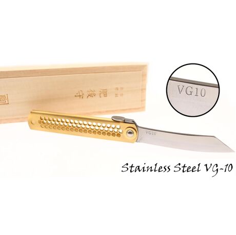 Couteau de Poche Pliant Higonokami Olympic Lame VG-10 Manche Laiton Nagao Kanekoma