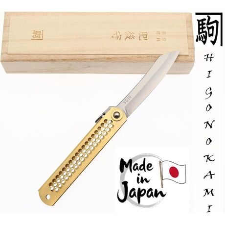 Couteau de Poche Pliant Higonokami Olympic Lame VG-10 Manche Laiton Nagao Kanekoma