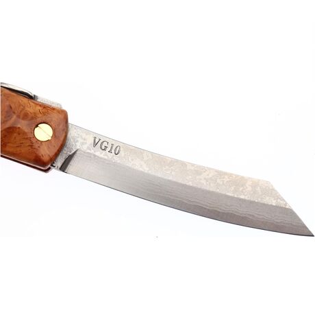 Couteau de Poche Pliant Higonokami Wave Padauk Lame VG-10 Damassé Nagao Kanekoma