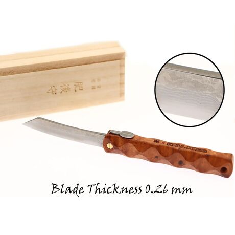 Couteau de Poche Pliant Higonokami Wave Padauk Lame VG-10 Damassé Nagao Kanekoma