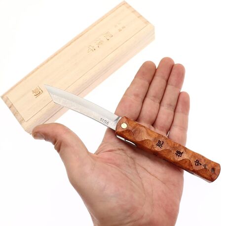Couteau de Poche Pliant Higonokami Wave Padauk Lame VG-10 Damassé Nagao Kanekoma