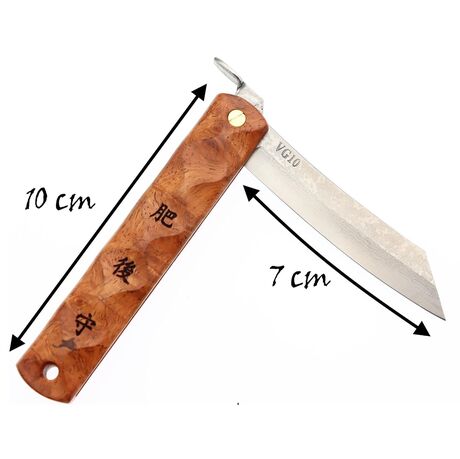 Couteau de Poche Pliant Higonokami Wave Padauk Lame VG-10 Damassé Nagao Kanekoma