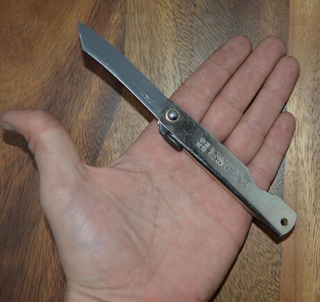 Couteau de Poche Pliant Higonokami Lame SK 6cm Argent Nagao Kanekoma
