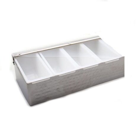 Stainless Steel Hammered Condiment Holder 4 Compartment