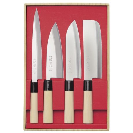 Japanese Knife Sekiryu 4pc Set - Santoku Deba Sashimi Nakiri