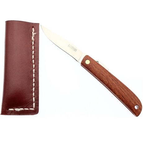 Couteau de Poche Pliant MR KOTOH Acier D2 Manche Bois Rouge