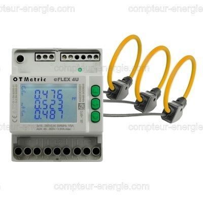 eFlex 4U - Compteur Elec Triphasé Pulse/Modbus & 3 boucles Rogo