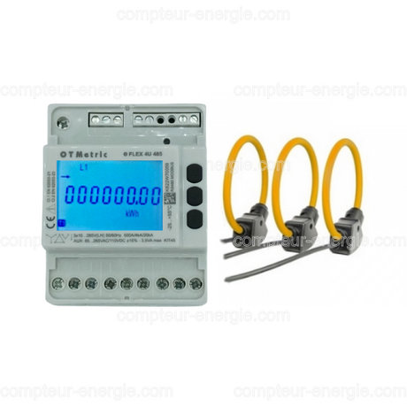 eFlex 4U - Compteur Elec Triphasé Pulse/Modbus & 3 boucles Rogo