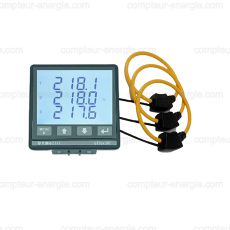 Compteur électrique triphasé avec 3 boucles flexibles Rogowski
