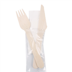 Pack de 100 sets à couverts en bois 3/1