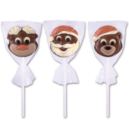 Confiserie Rohan Carton de 100 sucettes Noël assorties 18g en chocolat au lait