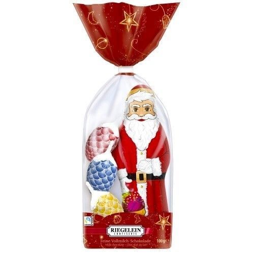 Riegelein Carton de 48 sachets de noël 100g contenant un père noël et des chocolats
