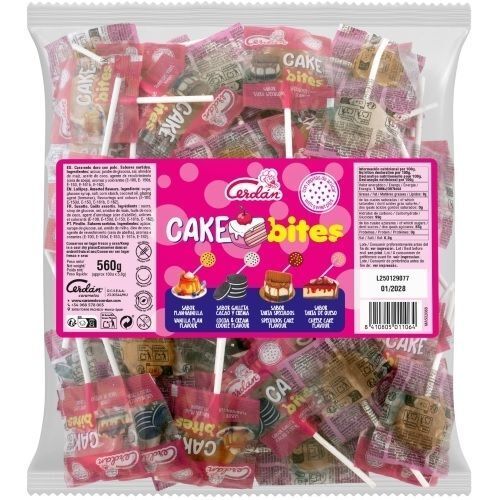 Cerdán Sachet de 100 sucettes goûts GÂTEAUX