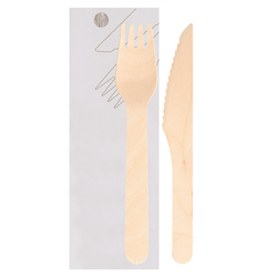 Pack de 100 sets à couverts en bois 2/1