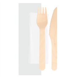 Pack de 100 sets à couverts en bois 3/1
