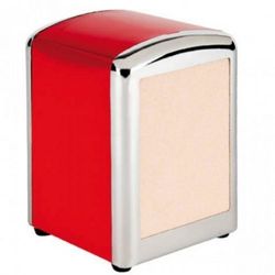 Distributeur de mini-serviettes rouge inox