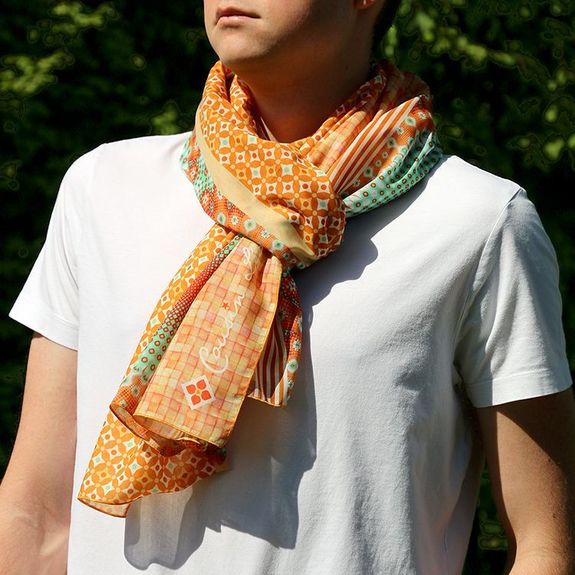 Foulard en coton imprimé Femme - Imprimé ocre Foulard en coton imprimé Femme - Imprimé ocre