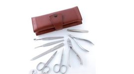 Manicure set 8 pieces Alpen leather burgundy