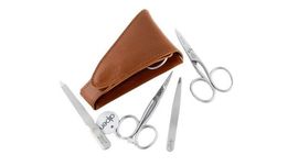 6879R.cognac Manicure bag 4 pieces Alpen "antique line
