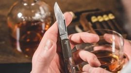 Böker Solingen Barlow Integral Leopard Damascus folding knife
