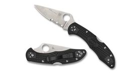 C11FPSBKRD-Spyderco Delica 4 Thin red line pocket knife black