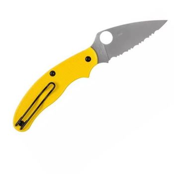 C94SYL-Couteau de poche denté Spyderco UK Penknife salt jaune