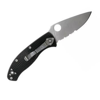 C122PSBK - Klappmesser mit halbem Wellenschliff Spyderco Tenacious schwarz