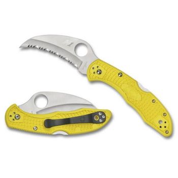 C106SYL2-Couteau de poche cranté Spyderco Tasman Salt 2 jaune