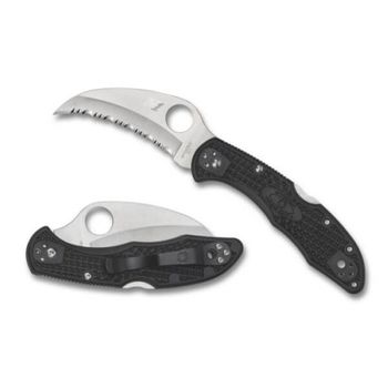 C106SBK2-Taschenmesser mit Wellenschliff Spyderco Tasman Salt 2 schwarz.