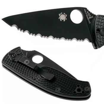 C122SBBK - Klappmesser mit Wellenschliff Spyderco Tenacious schwarz