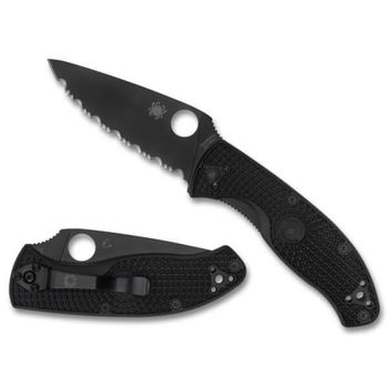 C122SBBK - Klappmesser mit Wellenschliff Spyderco Tenacious schwarz