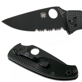 C122PSBBK - Klappmesser halbverzahnt Spyderco Tenacious schwarz