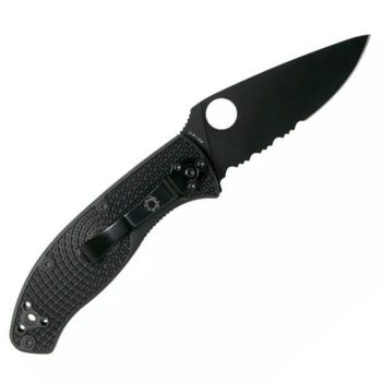 C122PSBBK - Klappmesser halbverzahnt Spyderco Tenacious schwarz