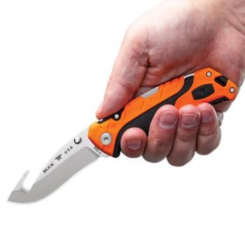BU0660ORG-Buck Pursuit Pro Large Guthook Folding Hunting Knife