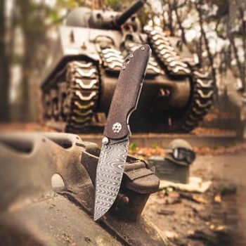 110662DAM-Folding knife Böker Solingen M4 Sherman Damascus