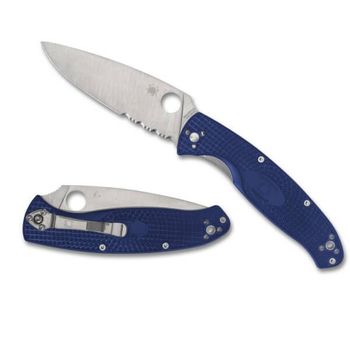 C142PSBL-Couteau pliant Spyderco Resilience bleu semi-denté