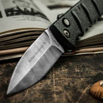 Automatikmesser Boker Plus AKS-74 spear point Damaskus