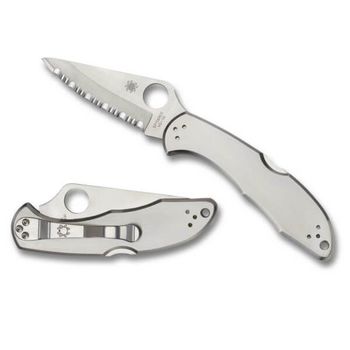 Spyderco Delica 4 pocket knife with serrated and sabre blade