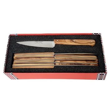 Coffret 6 couteaux office Goyon-Chazeau "Le Ptit tradi" olivier