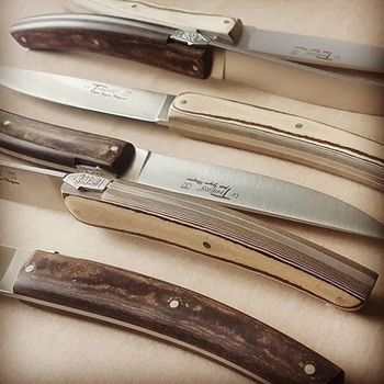 Boxed set 6 Le Thiers table knives by Goyon-Chazeau "Pirou Brasserie" black