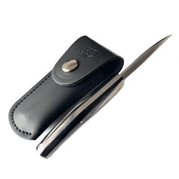 Cudeman folding hunting knife polished bull horn with sheath