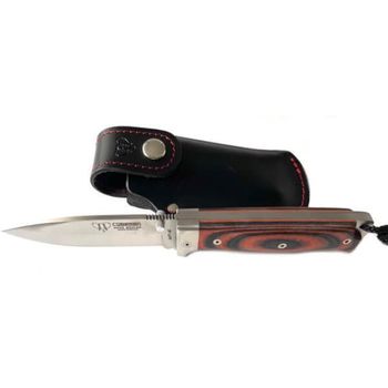 Cudeman MT-6 folding survival knife with leather sheath