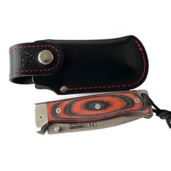 Cudeman MT-6 folding survival knife with leather sheath