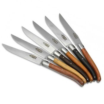 Boxed set 6 Laguiole Table G. David various woods matt finish