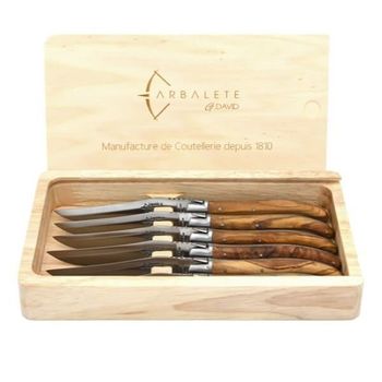 Boxed set 6 Laguiole Table G. David olive wood matt finish