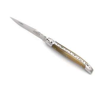 61912.X Laguiole folding knife G. David blond horn style with cross