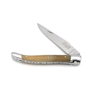 61912.X Laguiole folding knife G. David blond horn style with cross