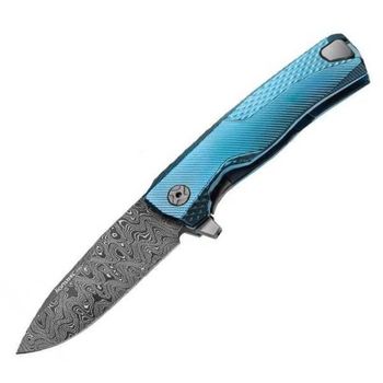 ROKDD.BL Lionsteel Damascus folding knife "ROK" Titanium blue