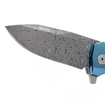 ROKDD.BL Lionsteel Damascus folding knife "ROK" Titanium blue